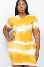 Load image into Gallery viewer, PLUS Size Stripe Tie-Dye Printed Midi Dress