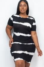 Load image into Gallery viewer, PLUS Size Stripe Tie-Dye Printed Midi Dress