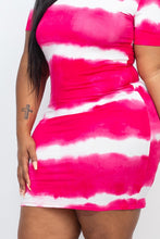 Load image into Gallery viewer, PLUS Size Stripe Tie-Dye Printed Midi Dress