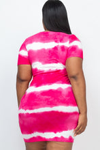 Load image into Gallery viewer, PLUS Size Stripe Tie-Dye Printed Midi Dress