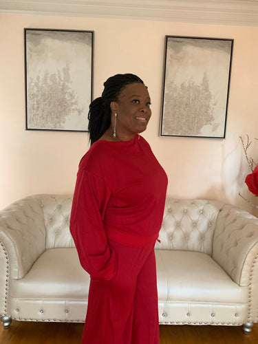 Red Wide Leg Two piece